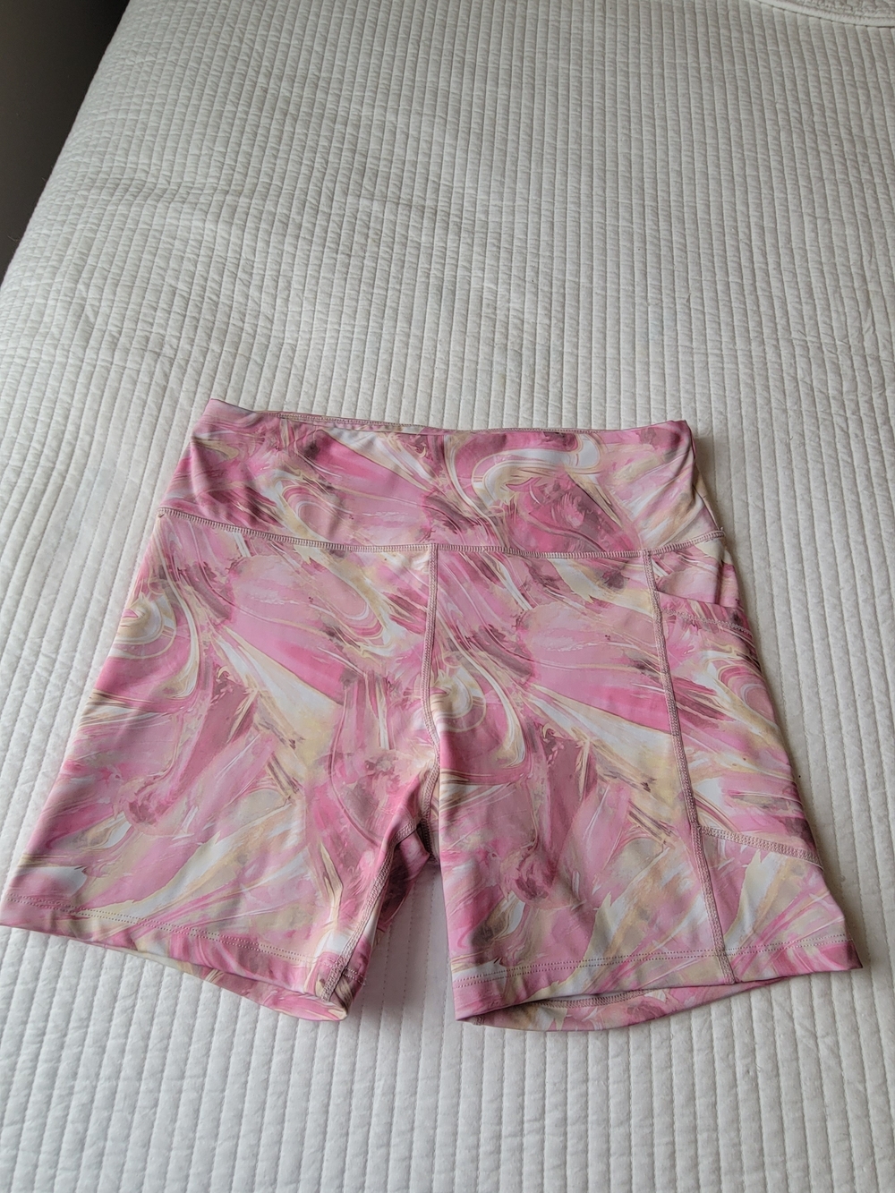 Calvin Klein Performance Pink Marble-Print Athletic Shorts